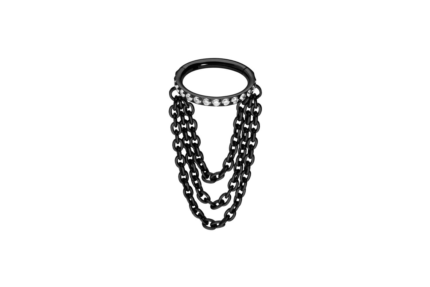 Titan Segmentring Clicker Piercing EINGEFASSTE KRISTALLE + 3 KETTEN